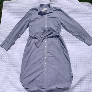J. Crew Navy and White Shirt Dress in 12T